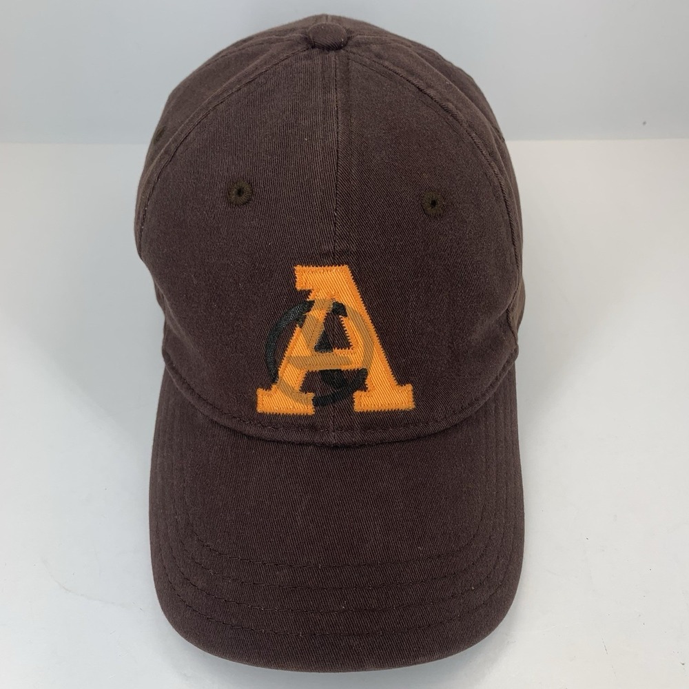 AIGLE Hat Orange Brown S/M Fitted A-Flex Baseball Cap Mountains Earth Soil